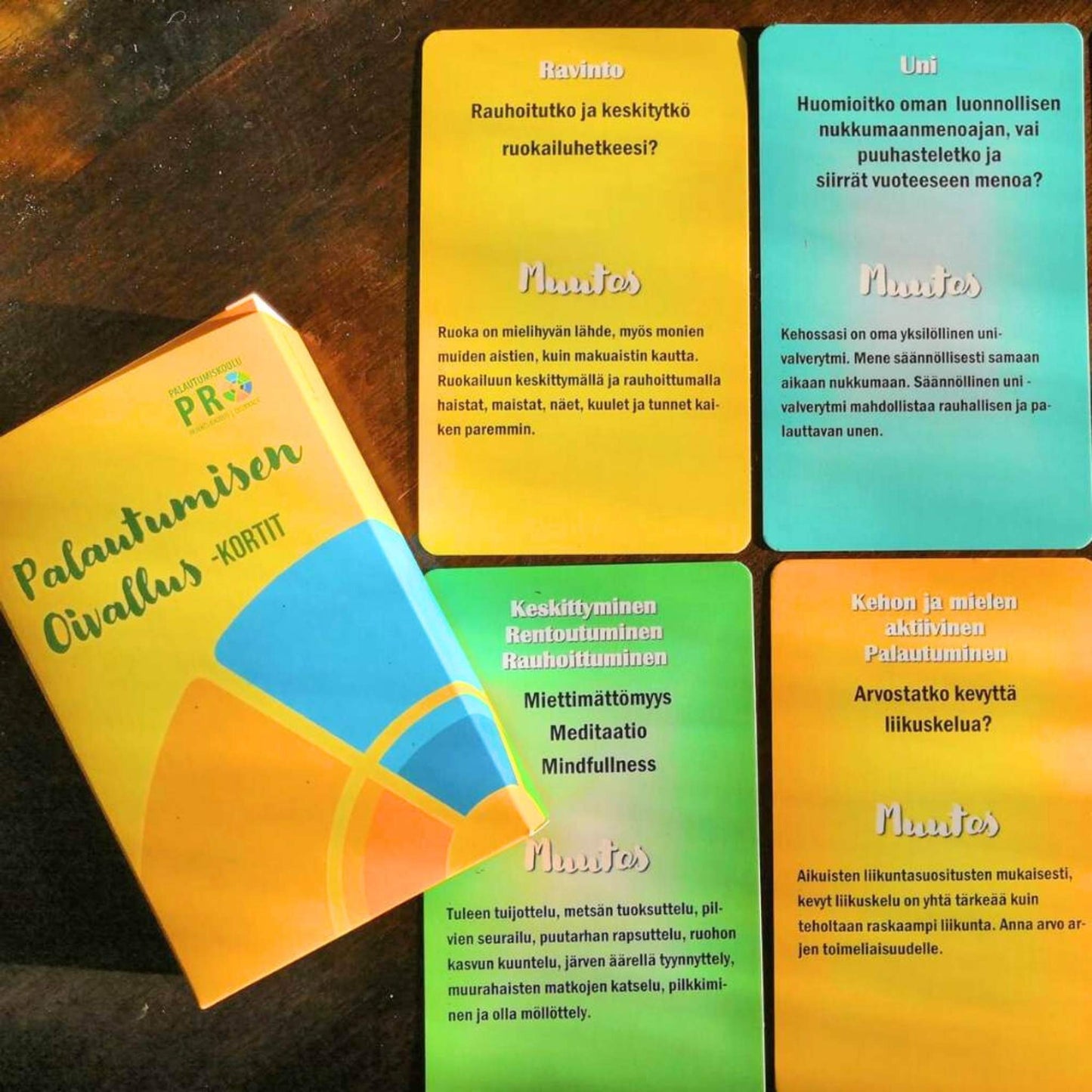 palautumisen oivallus kortit, esimerkkitekstejä